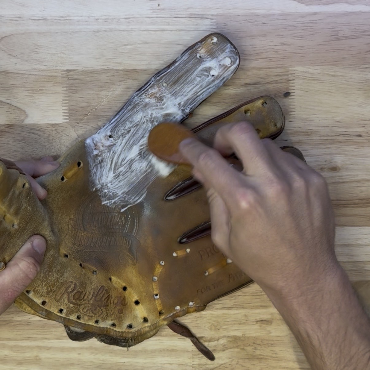 Cleaning dirt and grime from glove leather